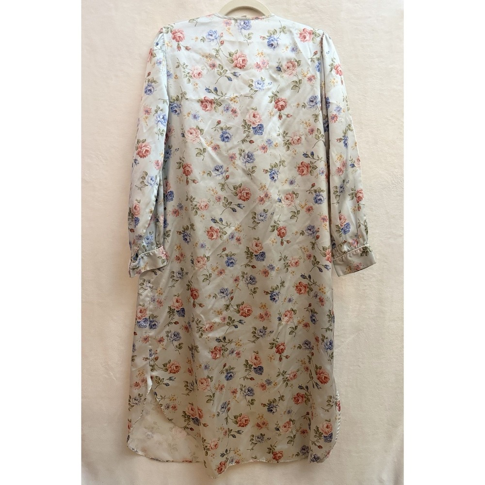 VTG Barbizon Cuddleskin Satin Floral M‎ Nightgown Silky Cottage Prairie Granny - Picture 5 of 6